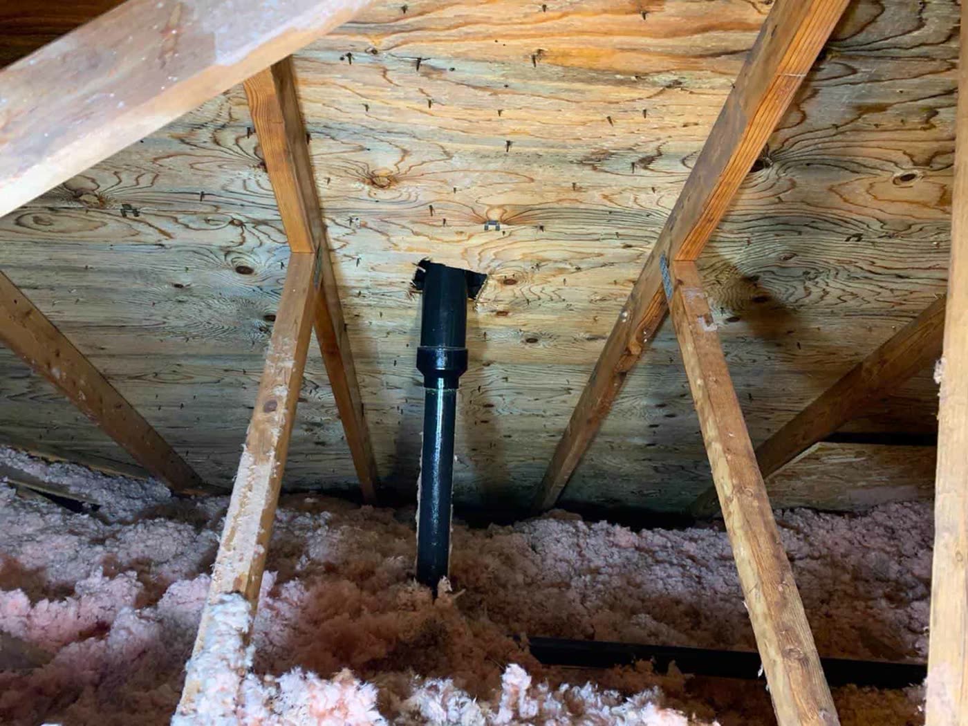 Illustrative before-and-after view of moisture-affected materials and a remediated space